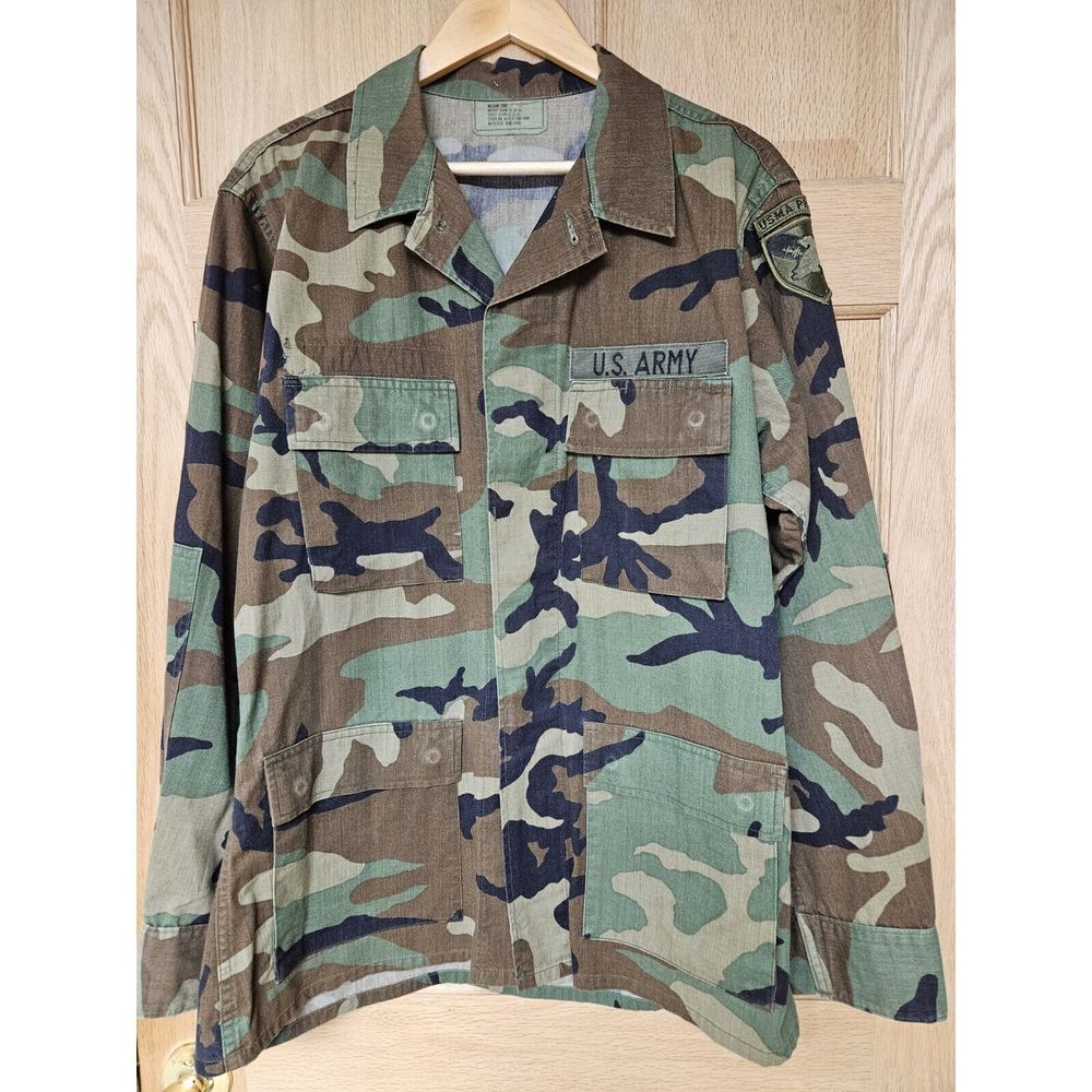 US Military BDU Jacket Coat Combat Woodland Camo Medium Long USGI Army USMA